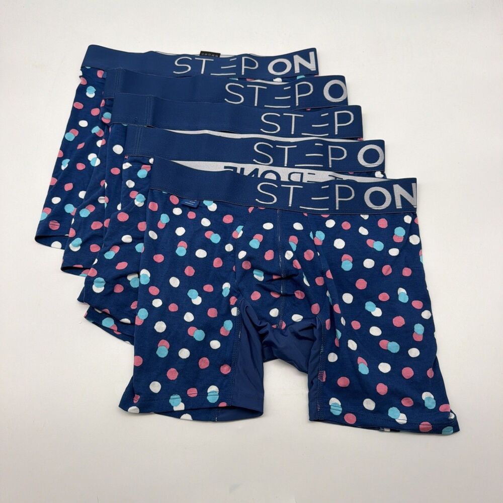 Step One Bamboo Boxer Briefs Small blue dots 2202L S-Boxer Lot of 5 NWOT